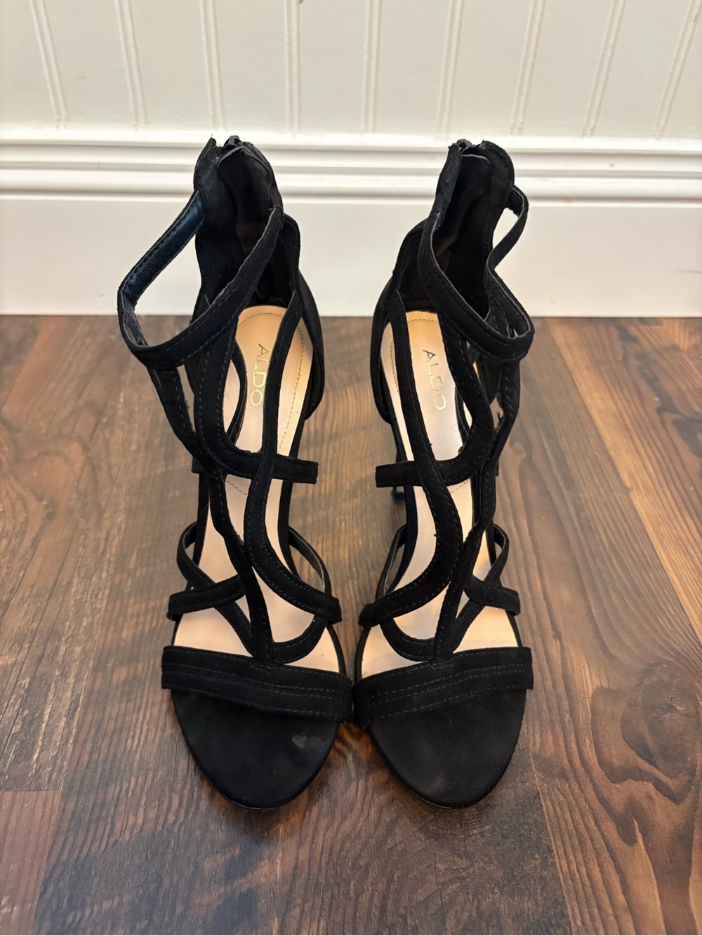 Aldo Black Strappy Suede High Heels